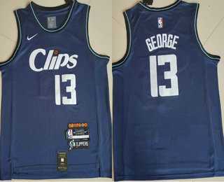 Men%27s Los Angeles Clippers #13 Paul George Blue 2024 City Edition Swingman Sponsor Stitched Jersey->texas rangers->MLB Jersey